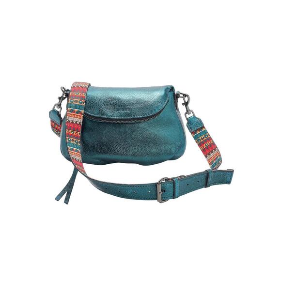 Aimee Kestenberg Leather Crossbody w/Two Way Strap Metallic Forest